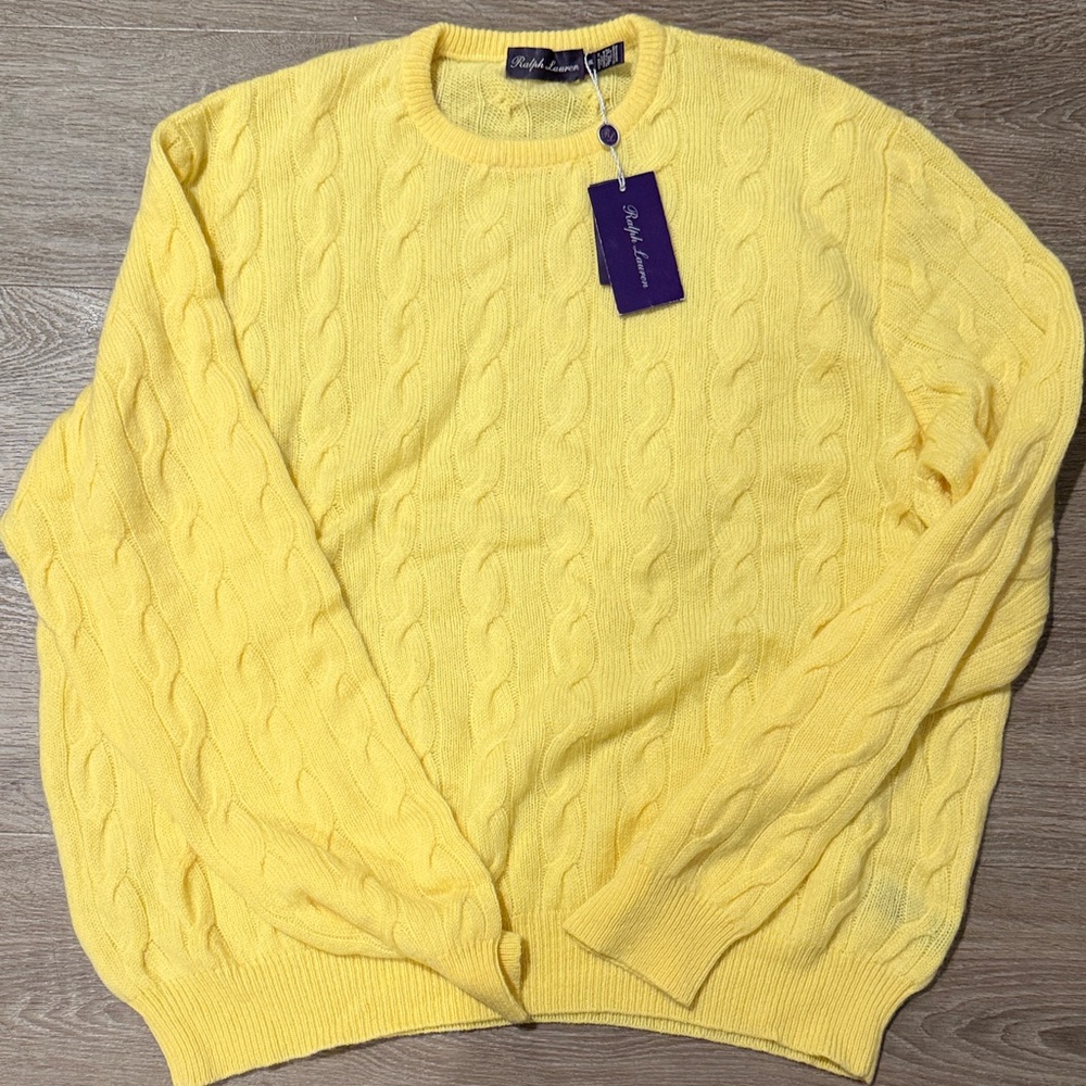 Ralph Lauren Men's Crewneck Sweater in Bright Yellow